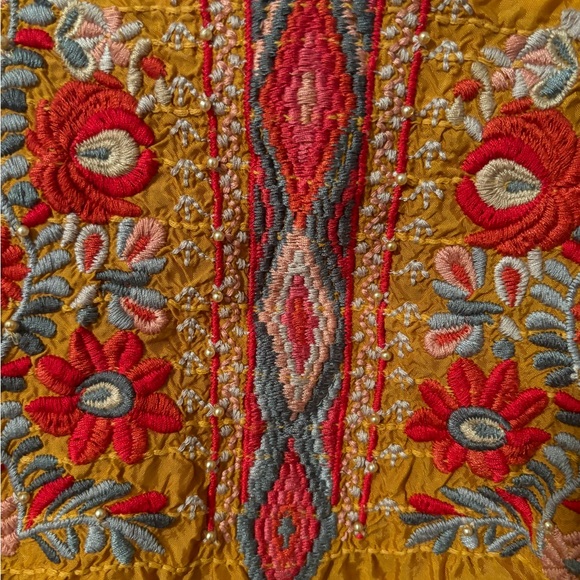 Johnny Was Biya Boho Embroidered Floral  Kimono Sleeve Sur Cupra Blouse - Picture 6 of 7